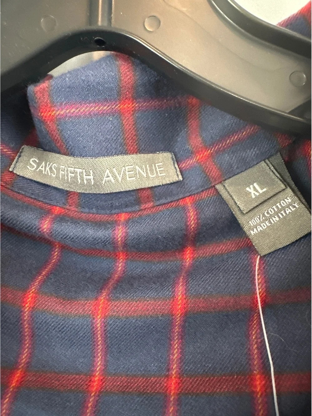 Saks Fifth Avenue Red Plaid Flannel Pajama Shirt XL